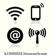 Wifi network, internet zone icons Wifi network, internet zone icons