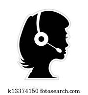 woman as a call centre staff - illustration
