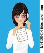 Woman in office, receptionist, operator