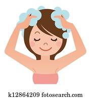 Women wash your head with shampoo Women wash your head with shampoo