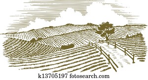 Woodcut Countryside Woodcut Countryside