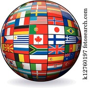World Flags Globe. Vector Image