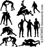 wrestling, silhuetas