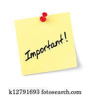 Yellow paper note with text Important