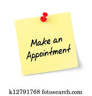 Yellow paper note with text Make an Appointment