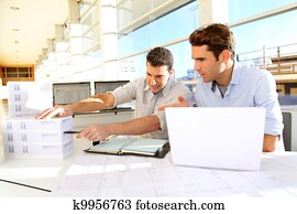 Young architects working on project