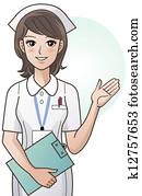 Young cute cartoon nurse providing 
