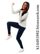 Young girl rejoicing in excitement