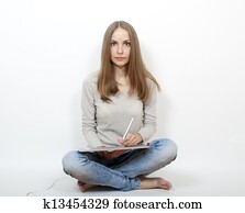 Young graphic designer using tablet Young graphic designer using tablet