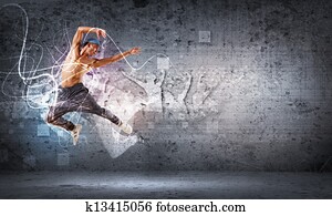 young man dancing hip hop with color lines young man dancing hip hop with color lines
