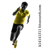 young man sprinter runner running silhouette