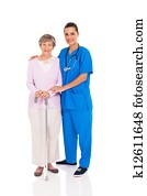 young nurse and senior woman 