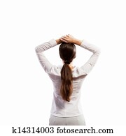 Young woman standing with back