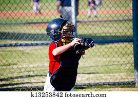Youth baseball catcher
