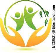 zdrowy, i, szczęśliwy, ludzie, logo