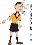 árbitro futebol, sopros, um, apito