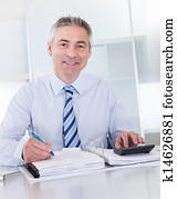 älter, geschäftsmann, arbeit