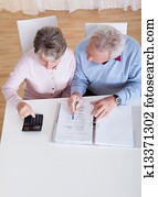 ältere paare, berechnend, budget