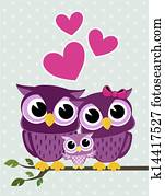 χαριτωμένος, κουκουβάγιες, οικογένεια