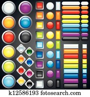 אוסף, של, רשת, buttons,, icons,, מוטות., וקטור, דמות