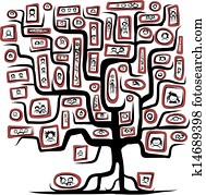 אילן יחסים, רשום, עם, אנשים, דמויות, ל, שלך, עצב