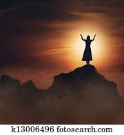 אישה, ב, mountain.