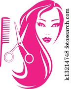 אישה יפה, עם, מספריים