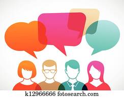 אנשים, עם, נאום, בועות