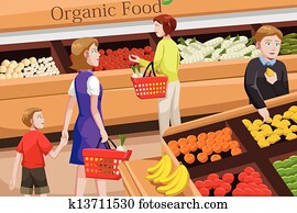 אנשים, קניות, ל, אוכל אורגני
