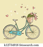 בציר, אופניים, עם, פרחים