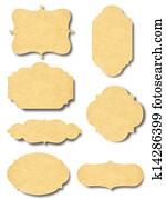 בציר, הסגר, תג, ו, כנה, מ, ישן, נייר, בלבן, רקע