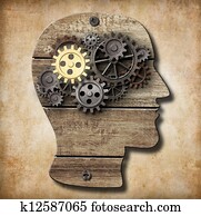 דוגמא של מוח, עשה, מ, מתכת חלודה, הילוכים, ו, זהב, מישהו