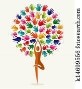 הודו, יוגה, ידיים, עץ