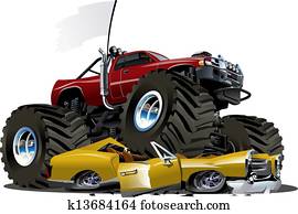 וקטור, ציור היתולי, משאית של מפלצת