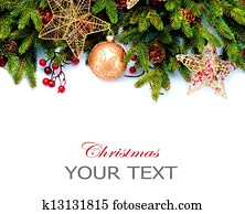 חג המולד, decoration., קישוטים של חופשה, הפרד, בלבן, רקע., גבול, עצב