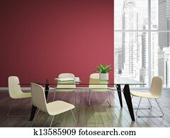 חדר של סעודה, עם, בורגונדי, קירות