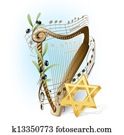 חזור, עם, מוסיקלי, notes,, זיתים, ו, כוכב של דוד