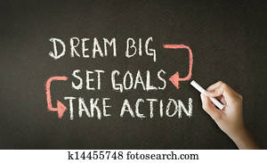 חלם, big,, קבע, goals,, קח, פעולה, ציור של גיר