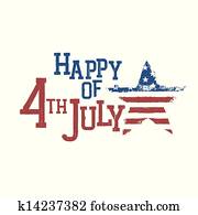 טיפוגרפיה, ל, רביעי, יולי, celebration., vector,, eps10