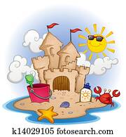 טירה של חול, החף, ציור היתולי