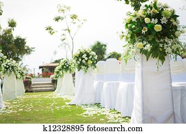 טקס של חתונה, ב, a, יפה, גן