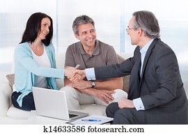 יועץ, לזעזע יד, עם, אישה