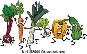 לרוץ, ירקות, ציור היתולי, דוגמה