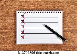 מחברת, עם, רשימה