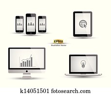 מחשב, smartphone, קדור, וקטור