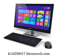 מחשב של דסקטופ, עם, touchscreen, מימשק