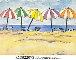 מטריות, בחוף