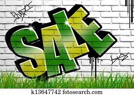 מכירה, גרפיטי, ב, קיר של בטון