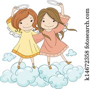 מלאך, אחיות, להחזיק, שלהם, הילה