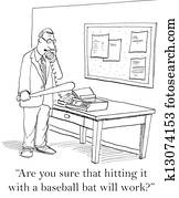 מנהל, wants, להכות, פקסוס, עם, עטלף